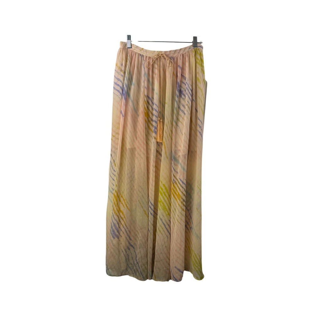 Free People True To You Boho Maxi Skirt Size M Adj Waist Multicolor Pastel